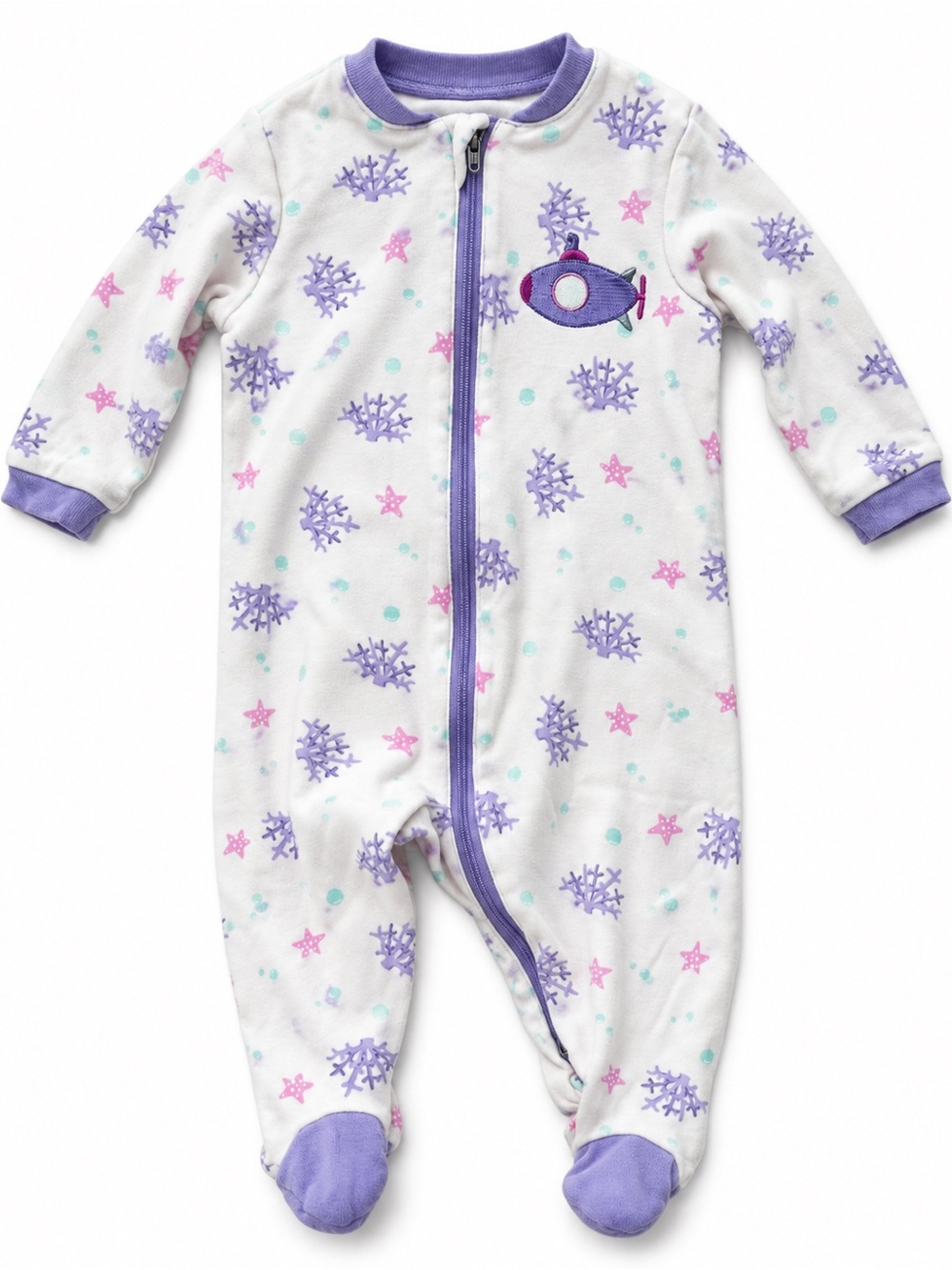 TUFFY - Lilac Coral Print Baby One-Piece Pajamas